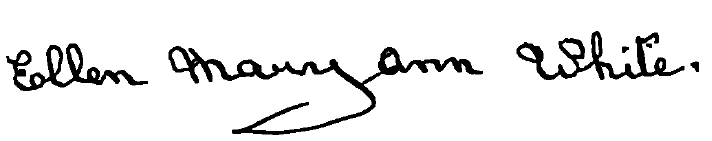 Signature of Ellen Mary Ann White, December 1933
