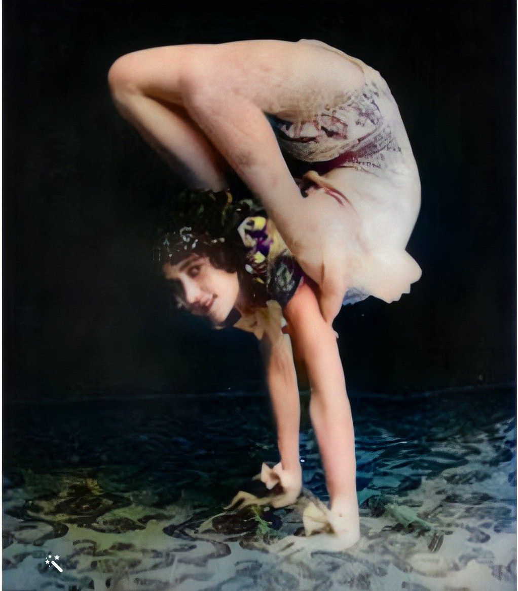 Lily Flexmore — The Back Bend — Colourised stage photograph
