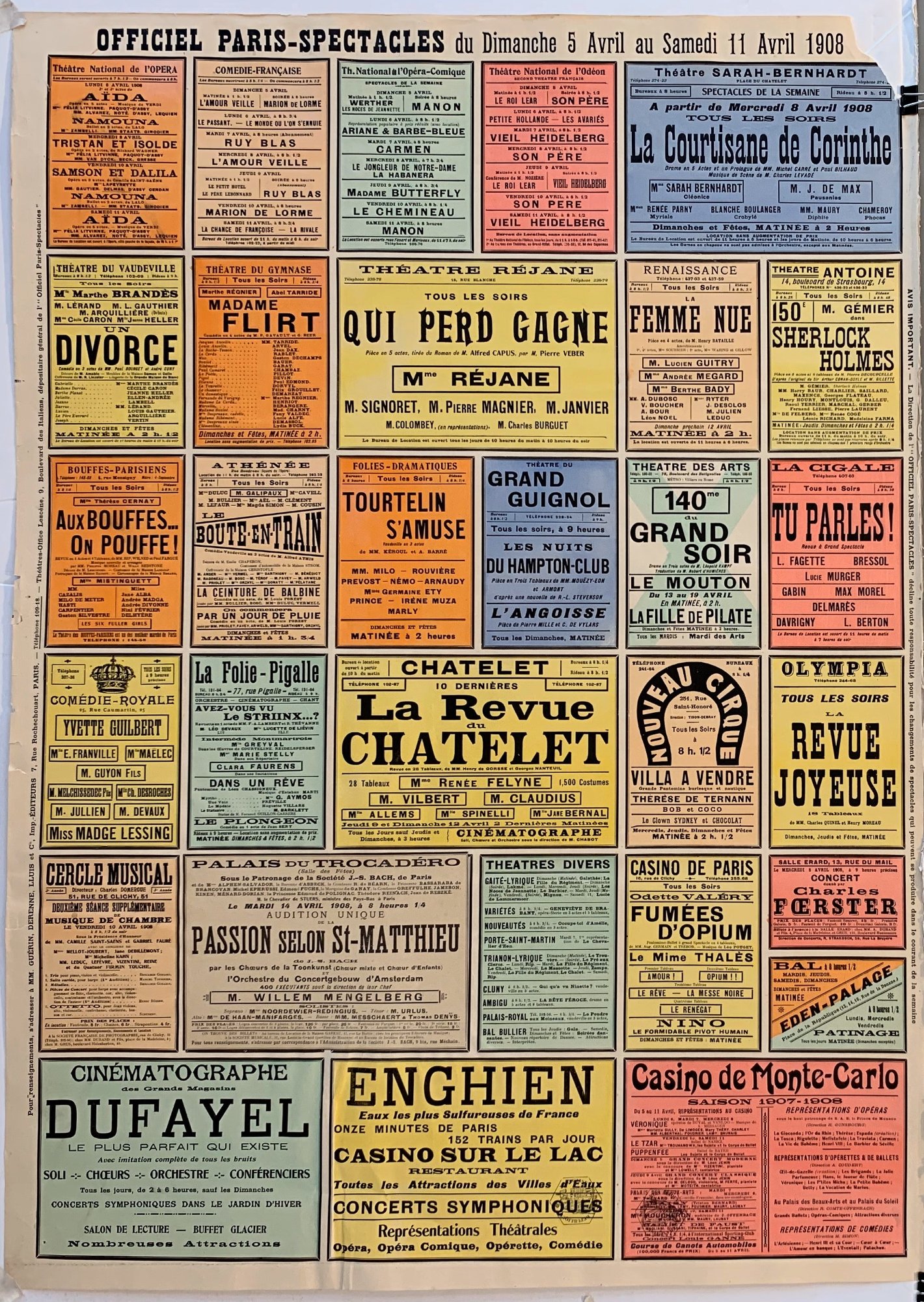 Paris Spectacles Officiel April 1908